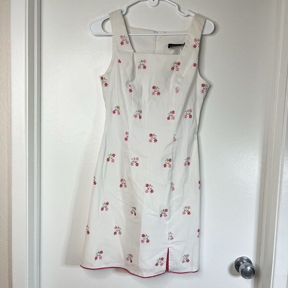 Vintage 90’s City Triangles White RedFloral Sleeveless Mini Dress Japan Style